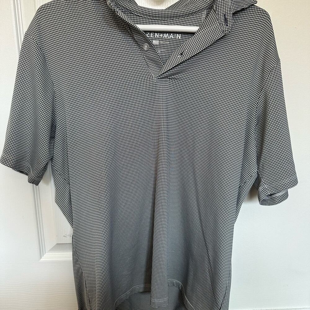 Mizzen+Main Black and White Micro-Check Polo
